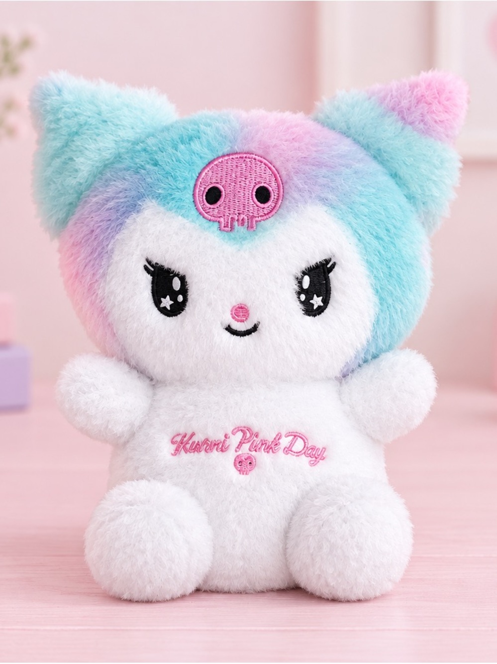 Hello Kitty ~ Kuromi Pastel Multicolor Hooded Plush - White Body